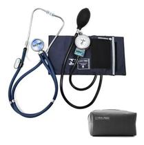 Kit Estetoscopio Duplo + Aparelho De Medir Pressão Arterial Esfigmomanometro + Estojo