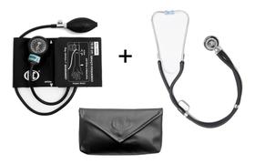 Kit Estetoscopio Duplo + Aparelho De Medir Pressão Arterial Esfigmomanometro NEW INNOVA PLUS + Estojo