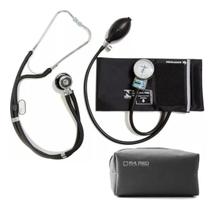 Kit Estetoscopio Duplo Preto Esfigmomanômetro Preto - Pamed