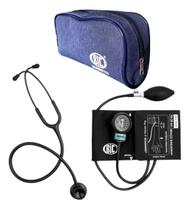 Kit Estetoscópio + Esfigmomanômetro Aneroide Bic Preto Aferir Pressão Arterial Kit Estetoscópio + Esfigmomanômetro Aneroide Bic Preto Aferir Pressão Arterial