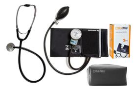 Kit Estetoscópio + Esfigmomanômetro Medir Aferir Pressão Arterial Aneroide CJPA210