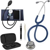 Kit Estetoscópio Littmann Classic III + Esfigmomanômetro + Case + Lanterna Clínica + Caneta de Osso