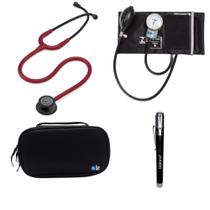 Kit Estetoscopio Littmann + esfigmo + case + Laterna - Cores Variadas