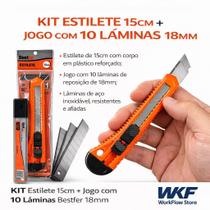 Kit estilete 15cm + jogo com 10 laminas 18mm