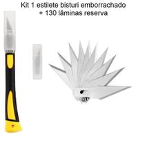 Kit Estilete Emborrachado de Precisão + 130 Lâminas Reserva Kit Estilete Emborrachado de Precisão + 130 Lâminas Reserva