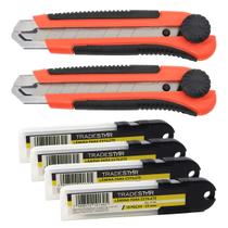 Kit Estilete Profissional 25mm Trava Emborrachado + Lamina