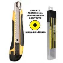 Kit Estilete Profissional Emborrachado + 1 Caixa de Laminas de 18mm