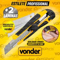 Kit Estilete Vonder Profissional + 12 Lâminas Emborrachado Com Trava 18mm de Precisão Alta Qualidade
