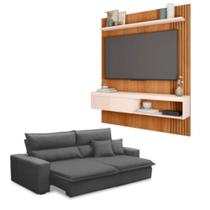 Kit Estofado Ferguile Trieste Retrátil Reclinável com Painel TV 55 Esmeralda Caemmun