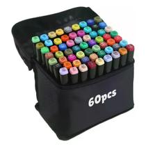 Kit estojo 60 cores - canetinhas marca texto coloridas ponta dupla Kit estojo 60 cores - canetinhas marca texto coloridas ponta dupla