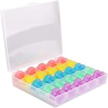 Kit Estojo Box Caixa Organizador Plástico com 25 Bobinas Altas Coloridas Para Maquina de Costura - Lanmax