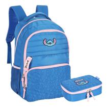 Kit Estojo Box + Mochila de Costas Juvenil Stitch Oficial