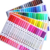 Kit Estojo Caneta Permanente Ponta Dupla Brush 48 Cores