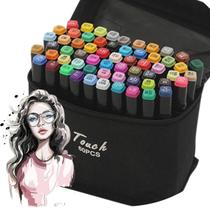 Kit Estojo Canetinhas Ponta Dupla Marcador Permanente Touch 24,48,60, 80,120 Cores