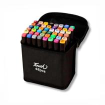 Kit Estojo Canetinhas Ponta Dupla Marcador Permanente Touch Marker 24/36/48/60/80 Cores