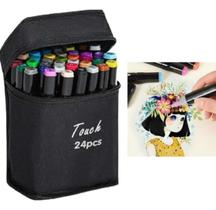 Kit Estojo Canetinhas Ponta Dupla Marcador Permanente Touch Marker 24/36/48/60/80 Cores