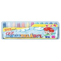 Kit Estojo com 12 Cores Giz de Cera Aquarelável Bismark YES Lavável Cor Pastel Material Escolar Leve