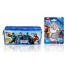 Kit Estojo Dac Liga da Justiça Original + Borracha e Apontador com depósito