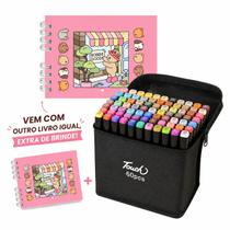 Kit Estojo de Colorir 60 Cores Caneta Ponta Dupla Canetinhas Livro de Colorir Com 1 lIvro extra de brinde Kit Estojo de Colorir 60 Cores Caneta Ponta Dupla Canetinhas Livro de Colorir Com 1 lIvro extra de brinde