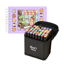 Kit Estojo de Colorir Bobbie Goods 48 Cores Caneta Ponta Dupla Canetinhas Livro