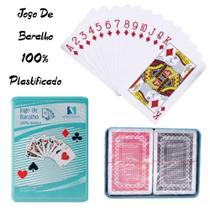Kit Estojo de lata com dois Baralhos 108 Cartas 100 de Plastico Original Lavável