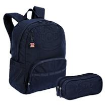 Kit Estojo Duplo + Mochila Paul Frank Azul Marinho - Sestini Kit Estojo Duplo + Mochila Paul Frank Azul Marinho - Sestini