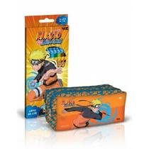 Kit Estojo Duplo Original Escolar Dac Naruto Laranja+ Lápis De Cor Naruto Tris