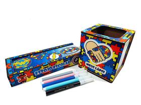 Kit Estojo Escolar e Porta Lápis de mesa Personalizado para Autistas - Coleção TEA & Amor
