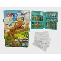 Kit Estojo Maleta Escolar Verde Dinossauro 68 Peças Kit Estojo Maleta Escolar Verde Dinossauro 68 Peças
