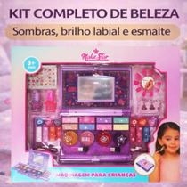Kit Estojo Maquiagem Infantil Com Espelho Completo Princesa