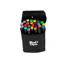 Kit Estojo Material Escolar Canetas Coloridas Ponta Dupla