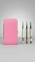 Kit Estojo Pinças Aço Inox 3 Pçs Dourado Kit Estojo Pinças Aço Inox 3 Pçs Dourado