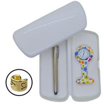 Kit Estojo Termometro Relogio Lapela Enfermagem Estagio