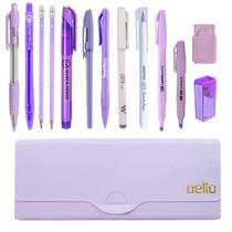 Kit Estojo Tons De Roxo Escolar Completo Kit Estojo Tons De Roxo Escolar Completo