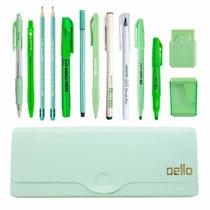 Kit Estojo Tons De Verde Escolar Completo Kit Estojo Tons De Verde Escolar Completo