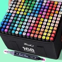 Kit estojo touch 168 cores - canetinhas coloridas ponta dupla para bobbie goods
