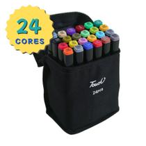 Kit estojo touch 24 cores - canetinhas marca texto coloridas ponta dupla