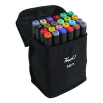 Kit estojo touch 24 cores - canetinhas marca texto coloridas ponta dupla