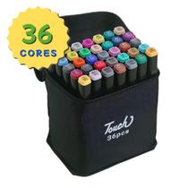 Kit estojo touch 36 cores - canetinhas marca texto coloridas ponta dupla