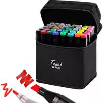 Kit estojo touch 48 cores - canetinhas coloridas ponta dupla para bobbie goods