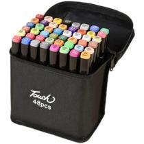 Kit estojo touch 48 cores - canetinhas marca texto coloridas ponta dupla