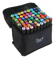 Kit estojo touch 60 cores - canetinhas coloridas ponta dupla para bobbie goods