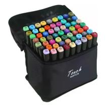 Kit estojo touch 60 cores - canetinhas marca texto coloridas ponta dupla