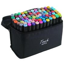 Kit estojo touch 80 cores - canetinhas marca texto coloridas ponta dupla