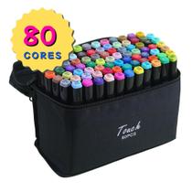 Kit estojo touch 80 cores - canetinhas marca texto coloridas ponta dupla