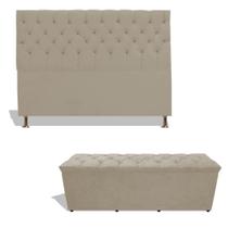 Kit Estrela Cabeceira De Cama Box Casal 140 cm + Calçadeira Baú Suede Porcelana Eli Móveis e Decoração