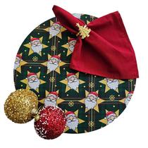 Kit Estrela Noel Natal 4 Lugares Capa Sousplat Guard Anel PG