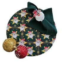 Kit Estrela Noel Natal 6 Lugares Capa Sousplat Guard Anel PG
