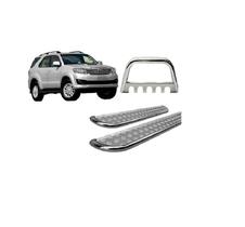 Kit Estribo Chapa+quebra Mato C/ Chapa Cromado Sw4 Até 2015