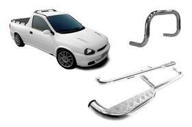 Kit Estribo Chapa+quebra Mato Pick-up Corsa Cor Cromo